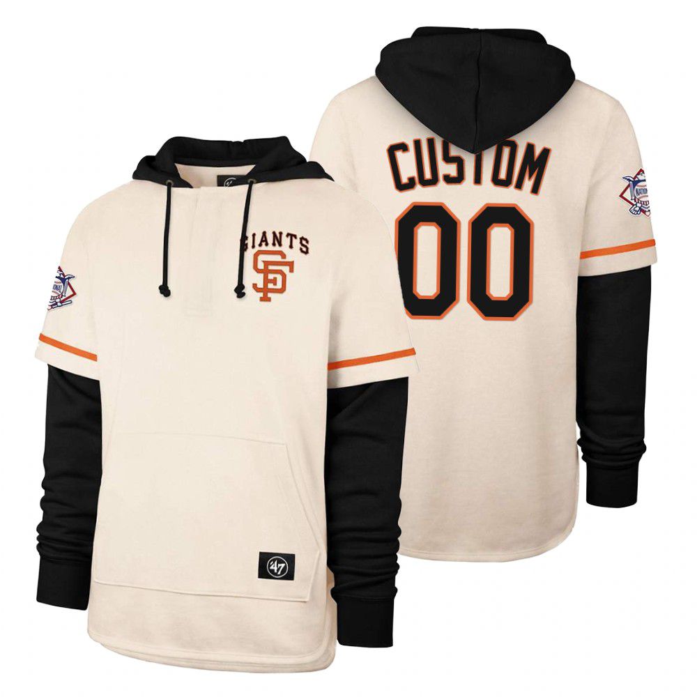 Men San Francisco Giants #00 Custom Cream 2021 Pullover Hoodie MLB Jersey->san francisco giants->MLB Jersey